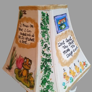 Handpainted Fabric Lampshade Motivational/Inspirational Quotes w/Frog,Duck,Fauna
